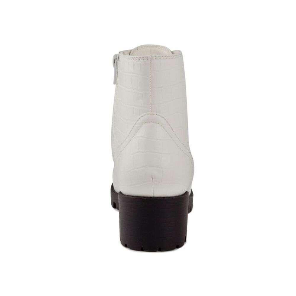 SUGAR Womens White Obvi Round Toe Block Heel Zip-Up Combat Boots 8.5 M - Picture 2 of 4